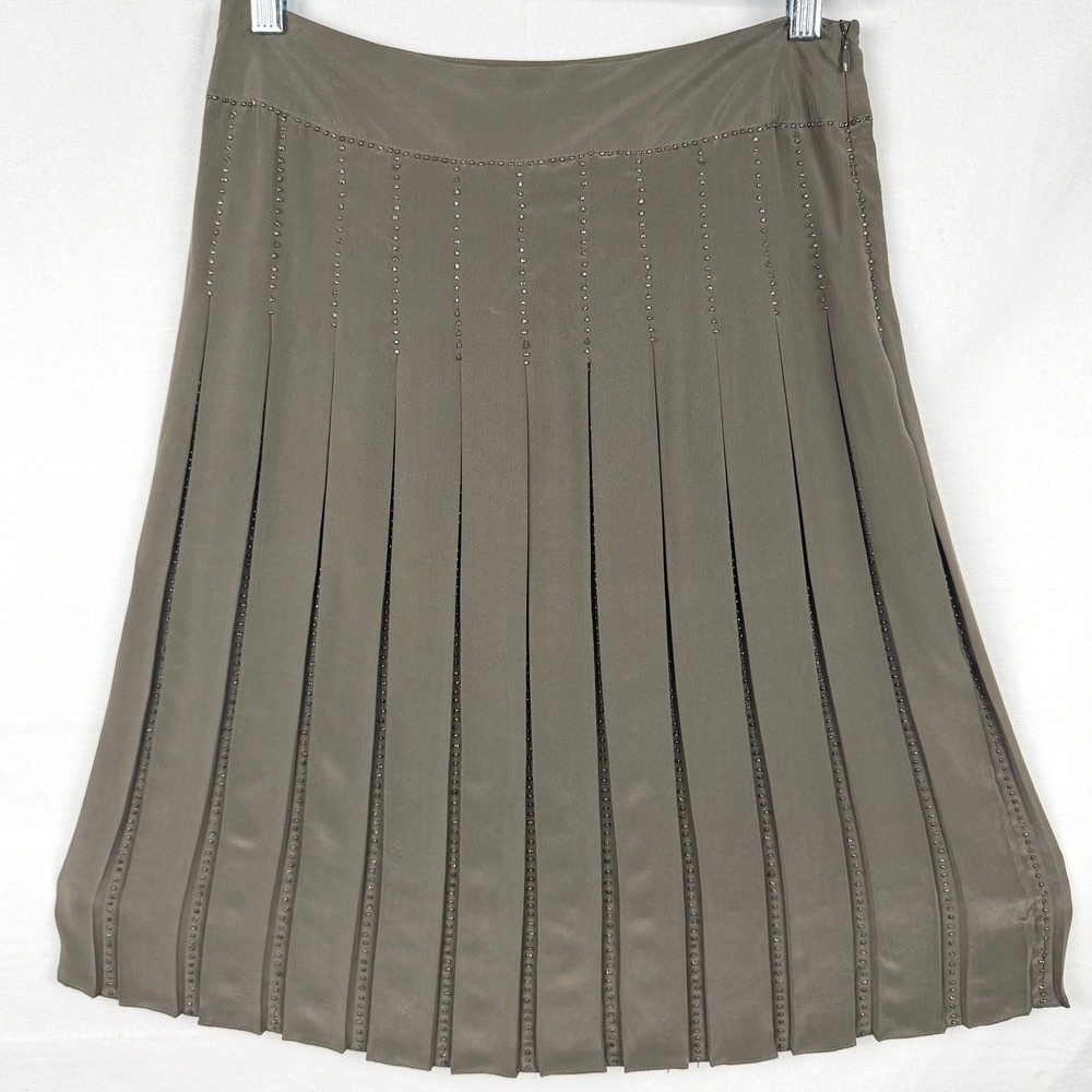 NWT Vintage Y2K NAF NAF 100% Silk Pleated Skirt Beaded 2000s Size 4
